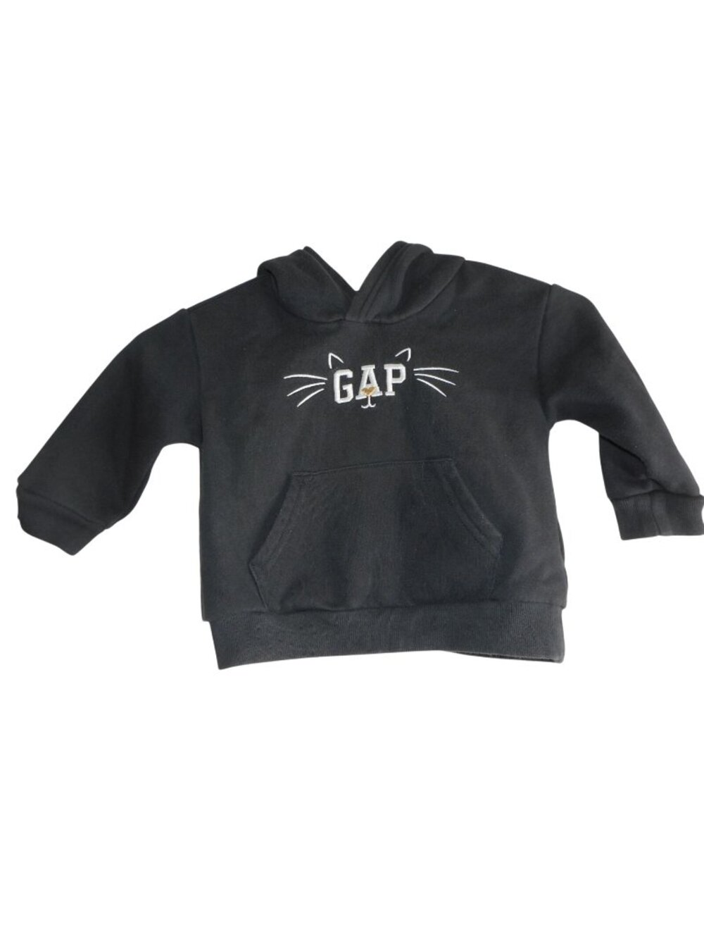 Baby GAP Embroidered Black cat hoodie with ears Unisex pullover kangaroo pocket
